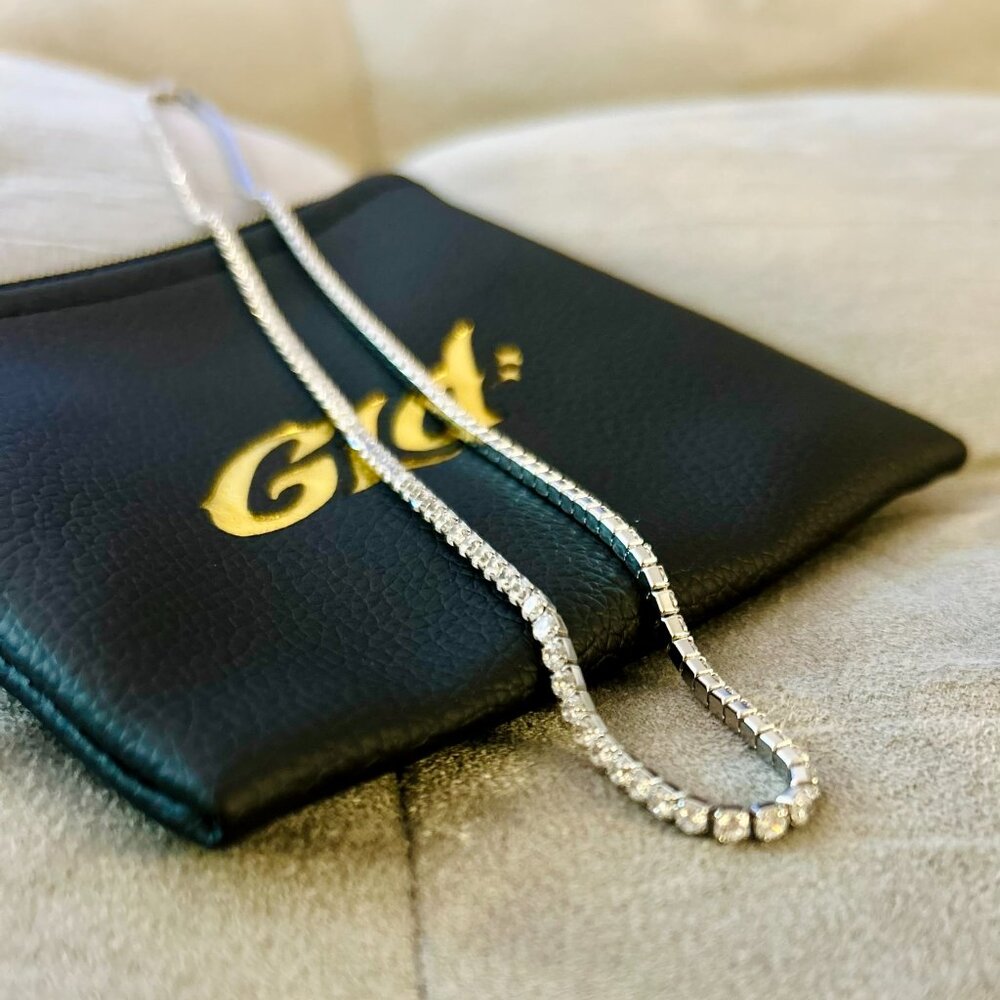 GLD 20" Micro Tennis Necklace 14k White Gold Plated NWT